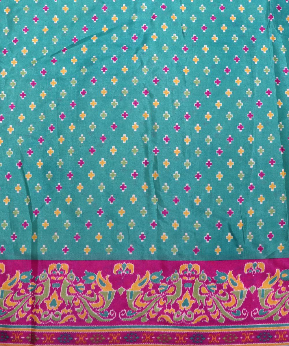 turquoise purple orange patola print silk fabric