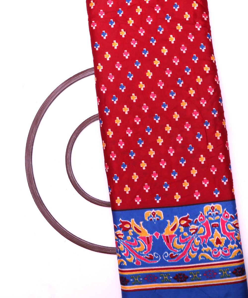 maroon blue mustard patola print silk fabric