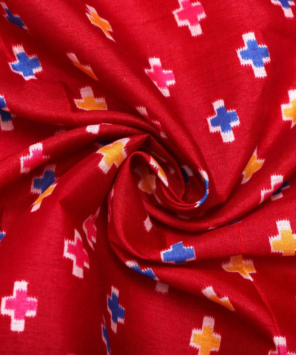 maroon blue mustard patola print silk fabric