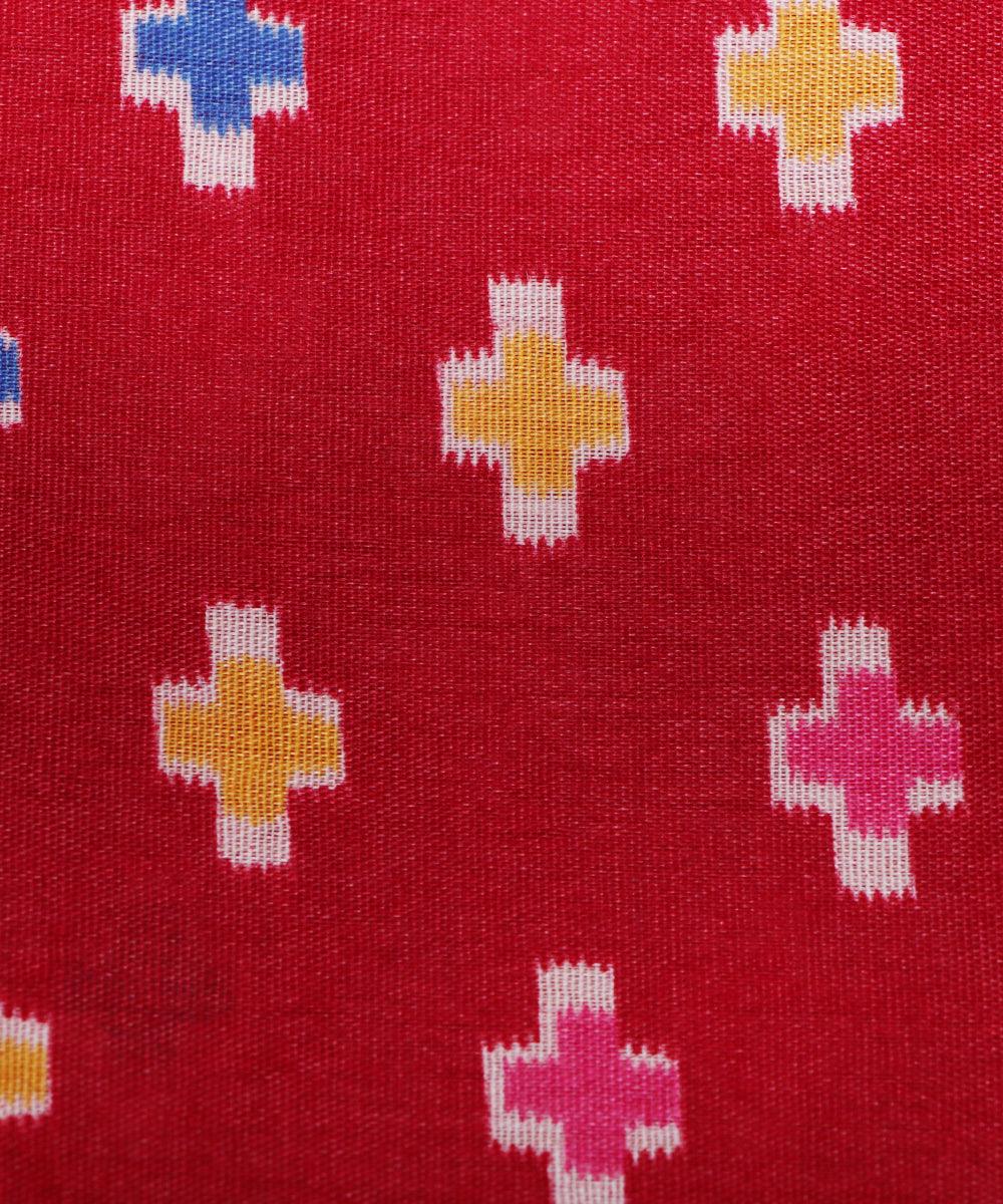 maroon blue mustard patola print silk fabric