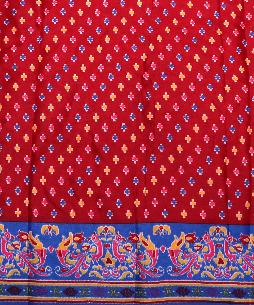 maroon blue mustard patola print silk fabric