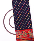 Navy Blue Colour Patola Print Silk Fabric