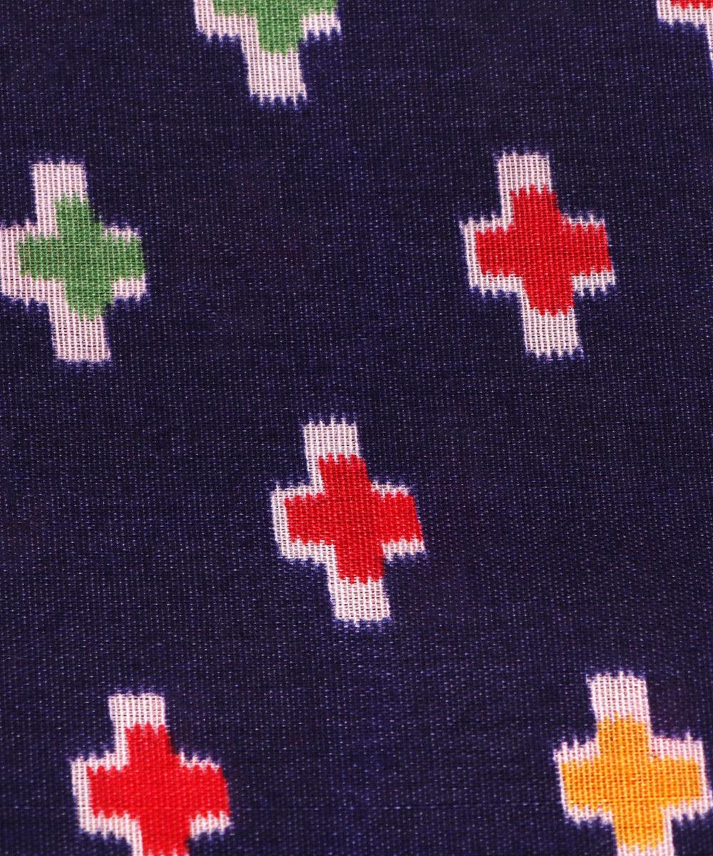 navy blue yellow rust red patola print silk fabric