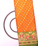 Mustard Yellow Colour Patola Print Silk Fabric