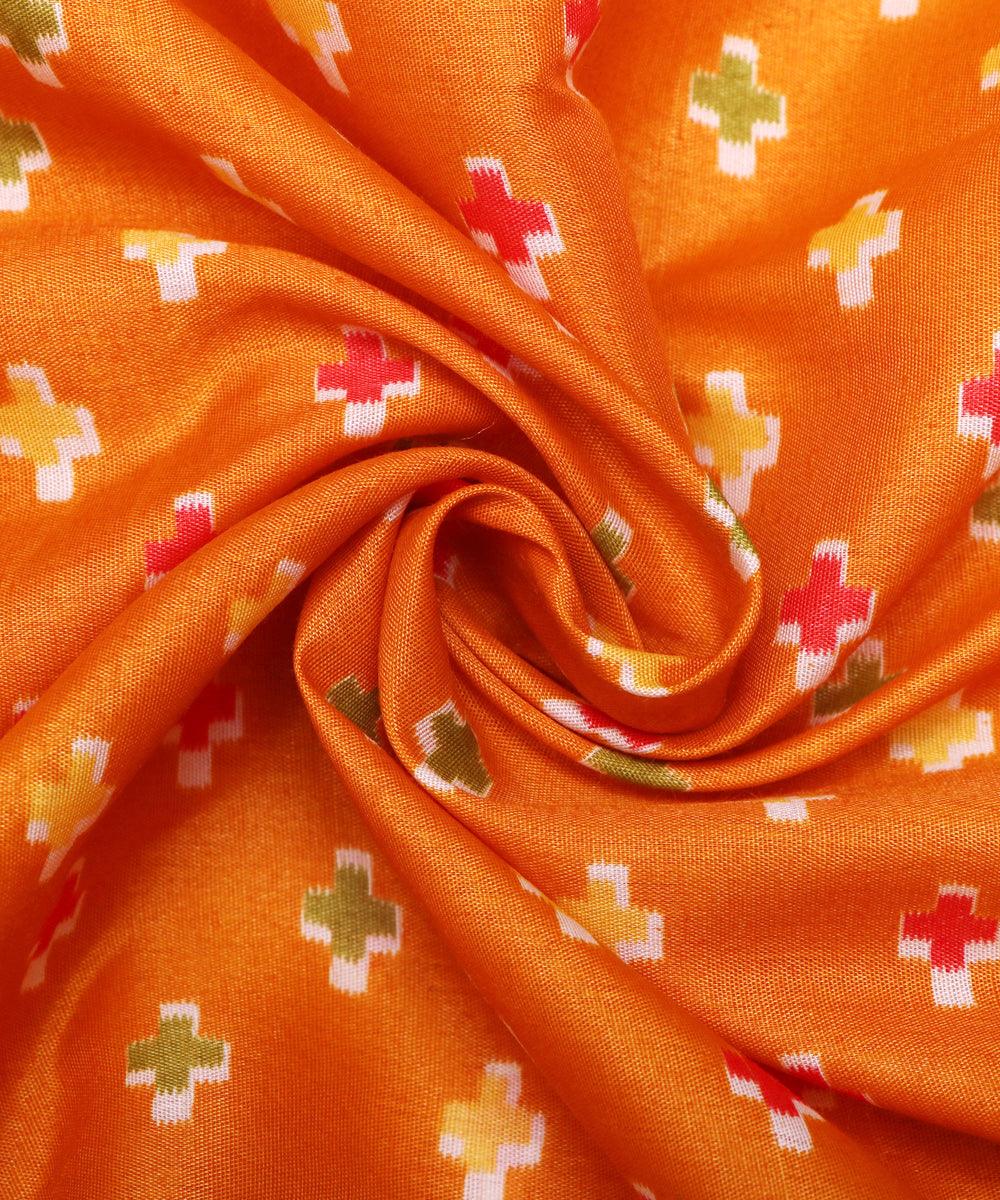 mustard yellow green red patola print silk fabric