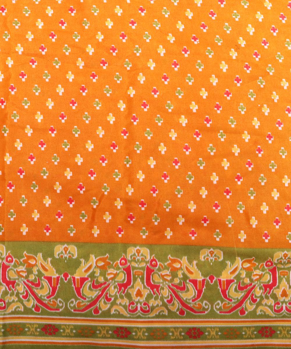 mustard yellow green red patola print silk fabric