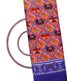 Orange Blue Green Patola Print Silk Fabric