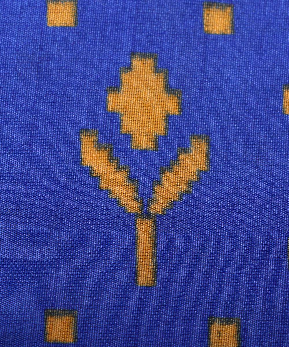 royal blue green yellow patola print silk fabric
