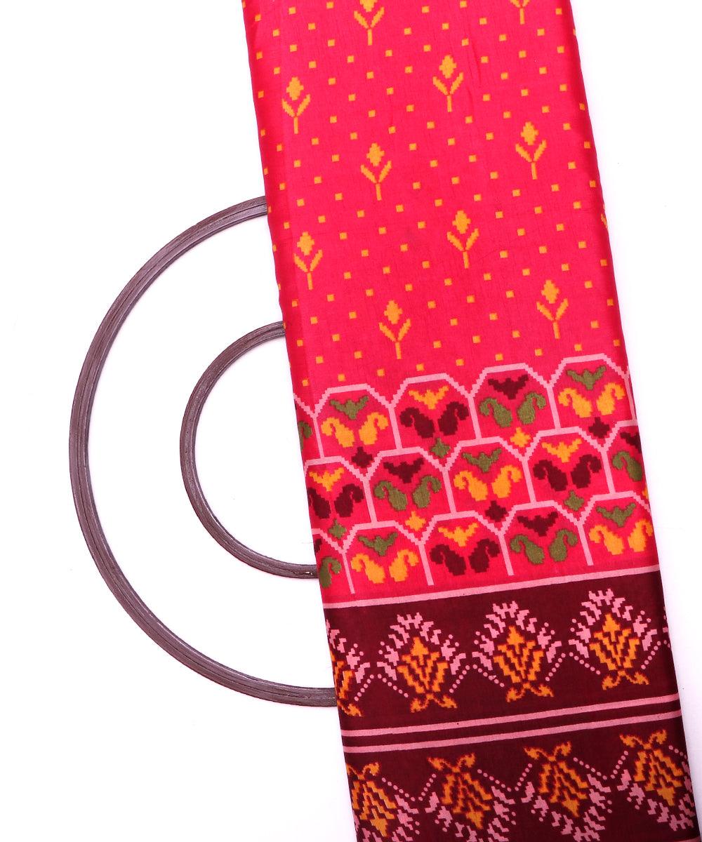 hot pink yellow green maroon patola print silk fabric