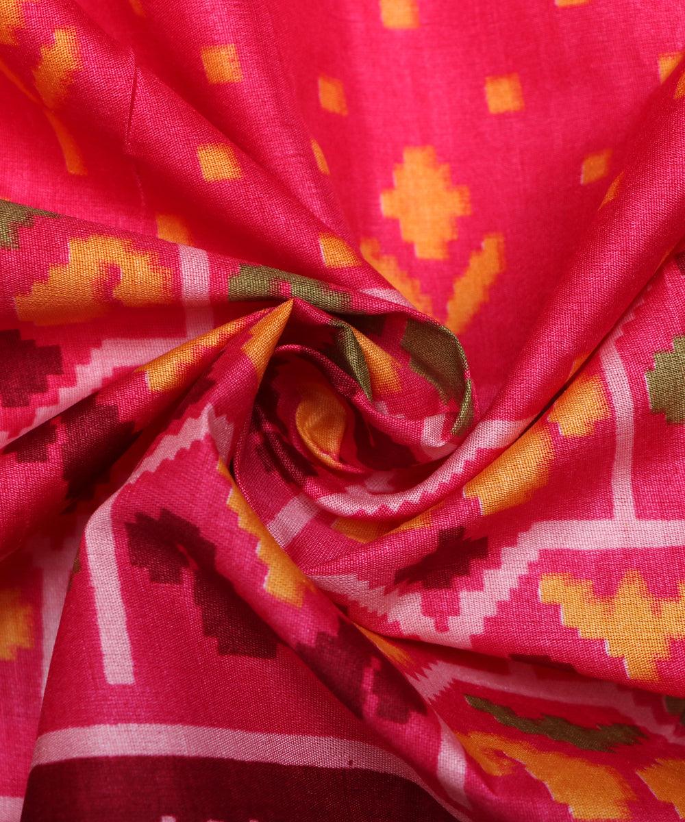 hot pink yellow green maroon patola print silk fabric