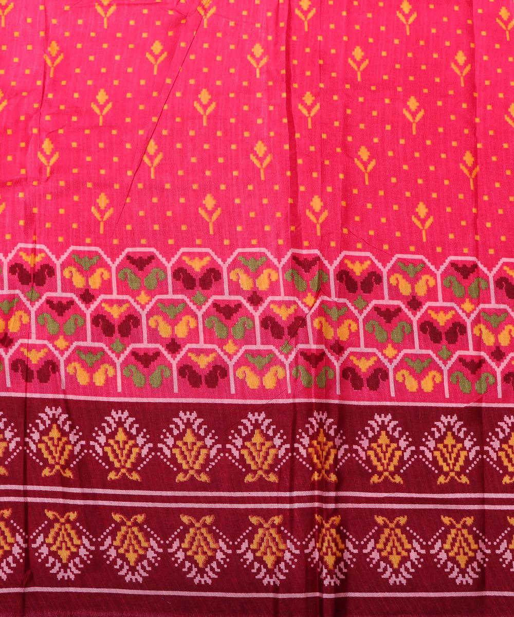 hot pink yellow green maroon patola print silk fabric