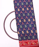 Navy Blue Colour Patola Print Silk Fabric
