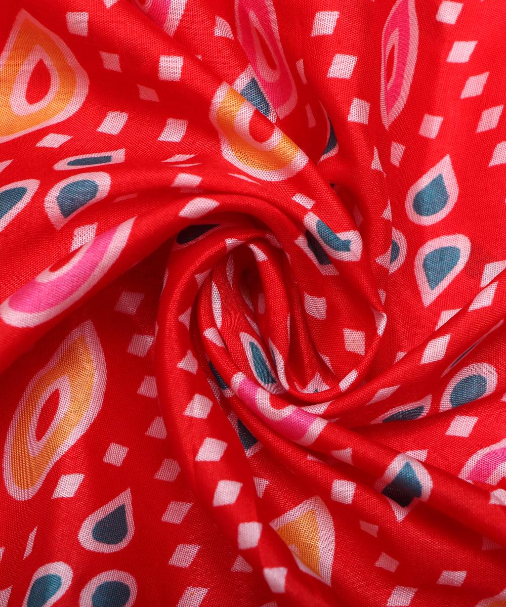 red pink blue yellow patola print silk fabric