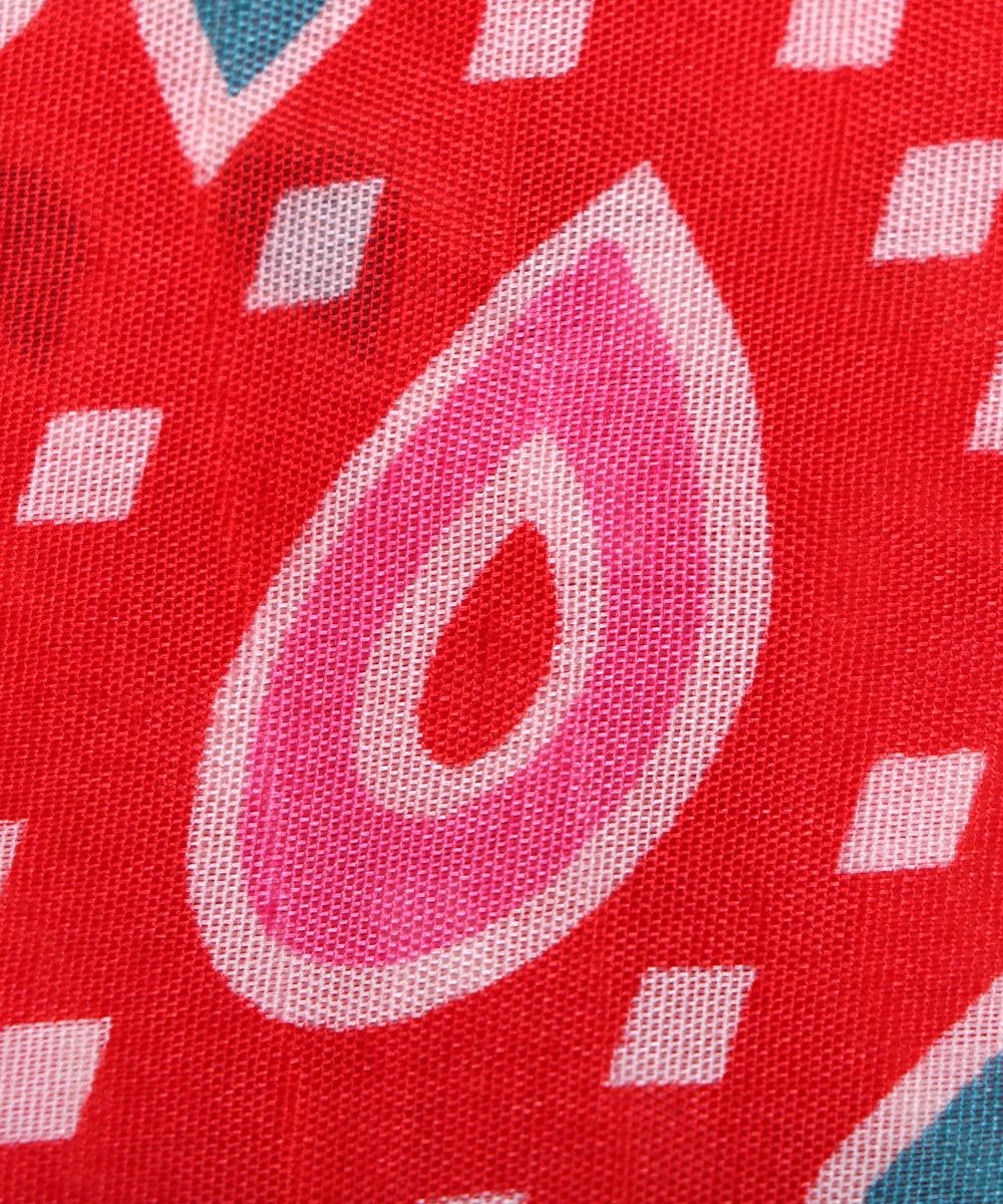 red pink blue yellow patola print silk fabric