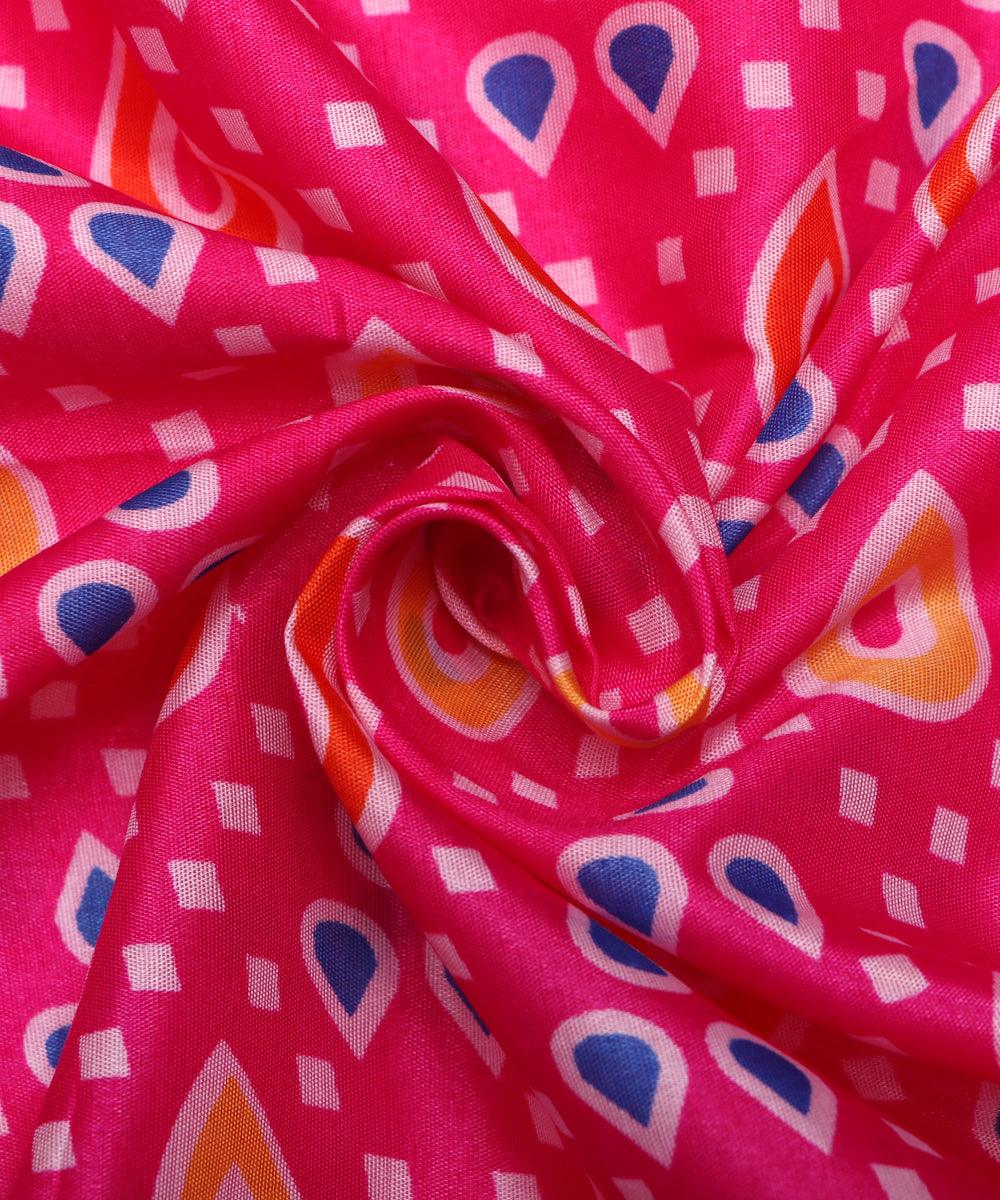 magenta orange blue yellow patola print silk fabric