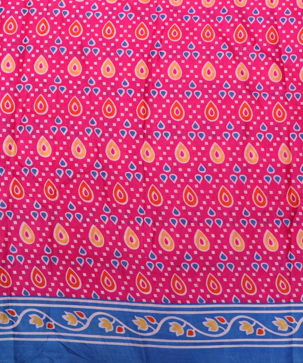 magenta orange blue yellow patola print silk fabric