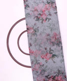 White Colour Floral Print Organza Silk Fabric