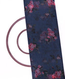Steal Blue Colour Flower Digital Print Organza Fabric