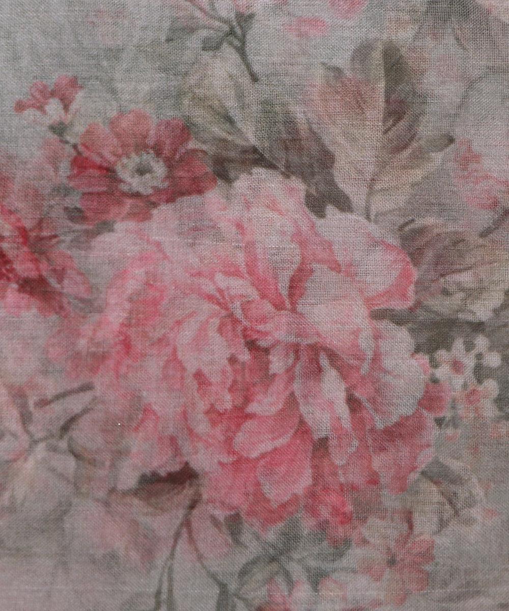 mint green flower digital print organza fabric