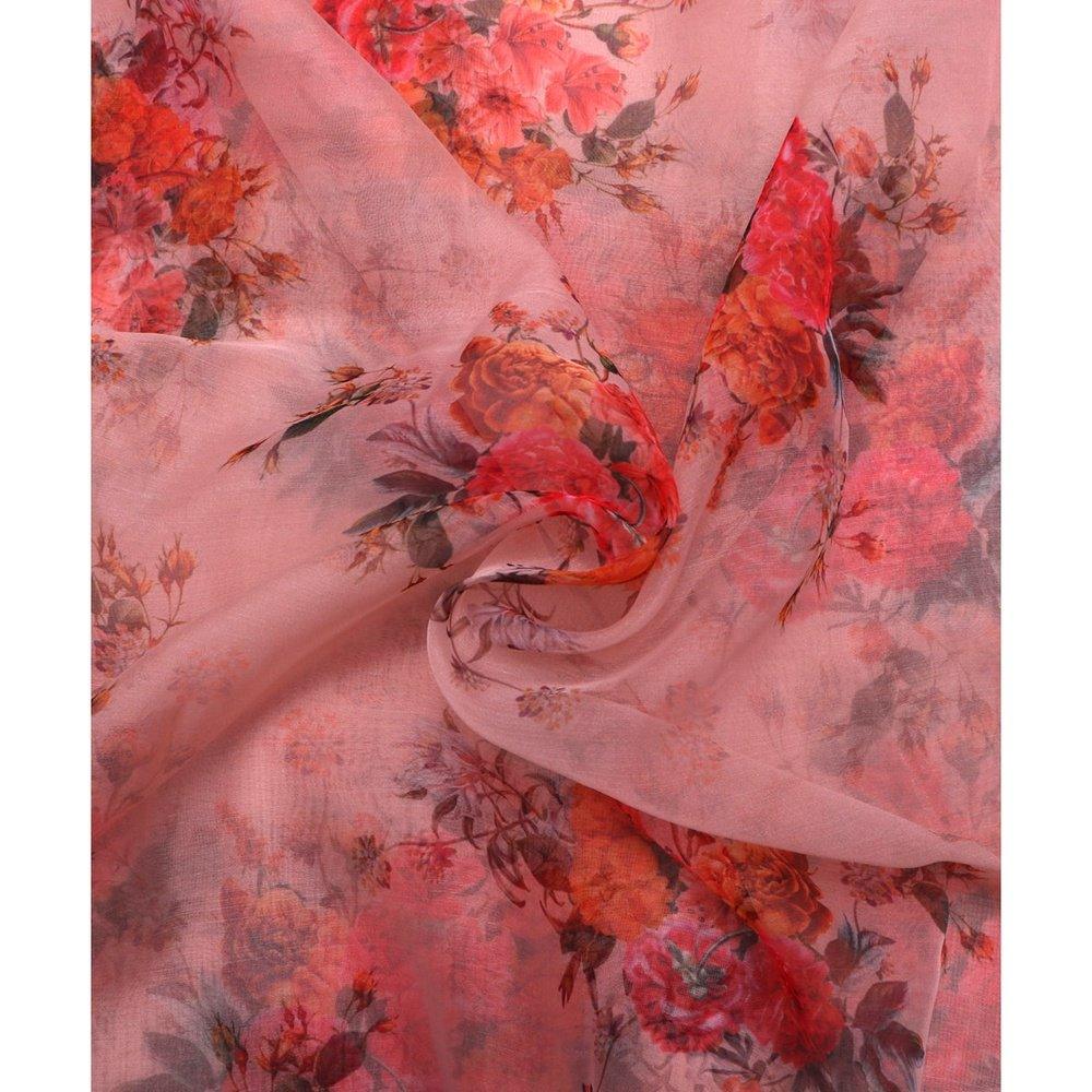 Pure, Embroidered, Floral, Silk Organza Fabric