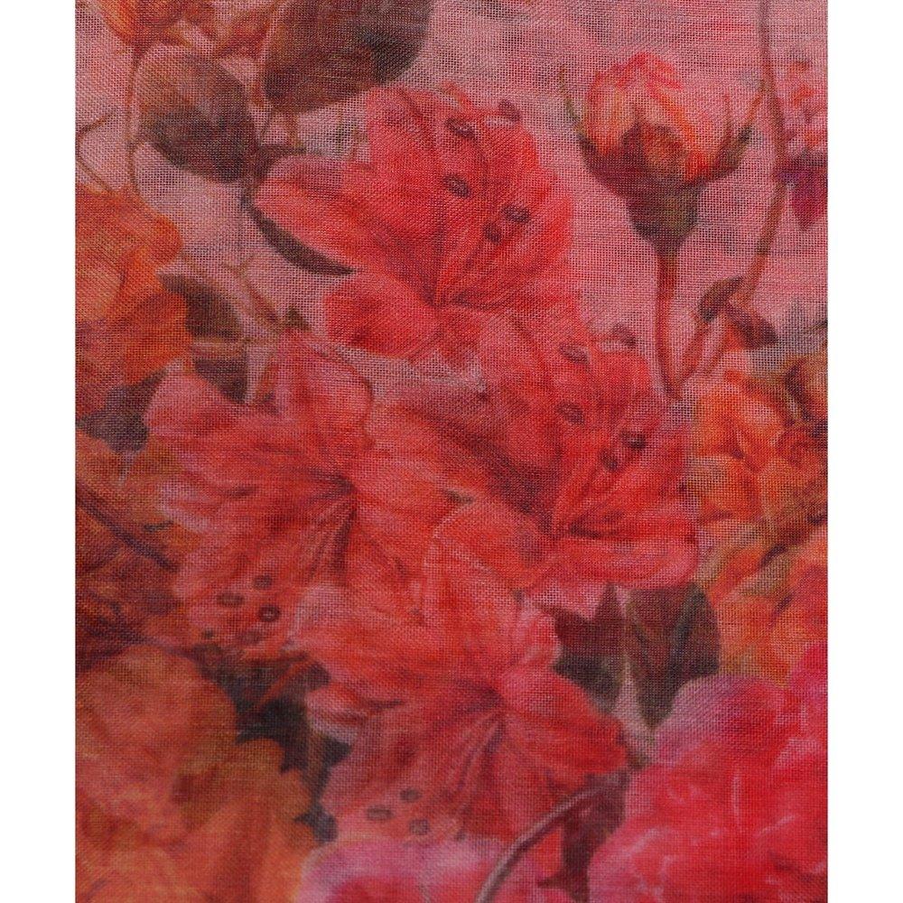 Pure, Embroidered, Floral, Silk Organza Fabric