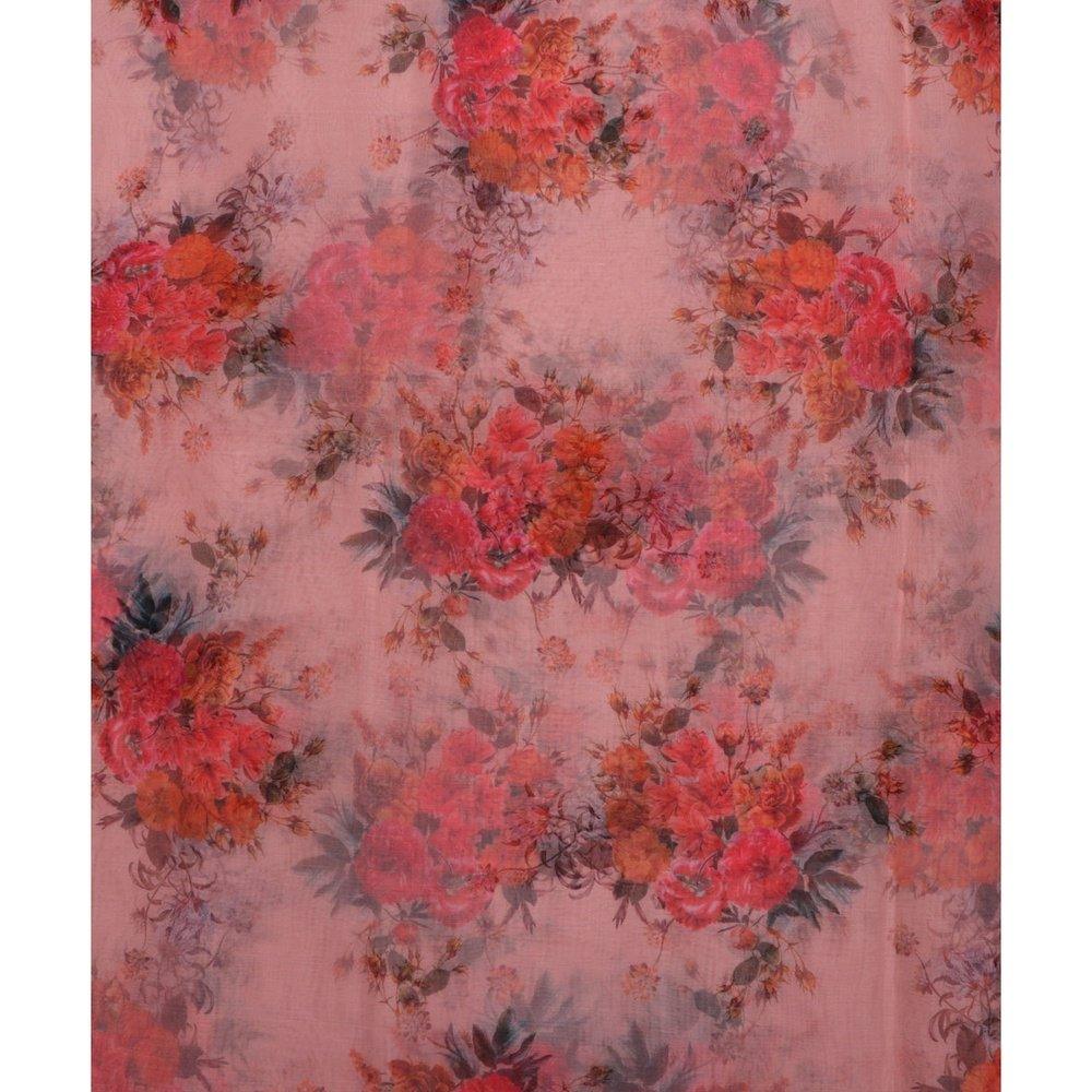 Pure, Embroidered, Floral, Silk Organza Fabric