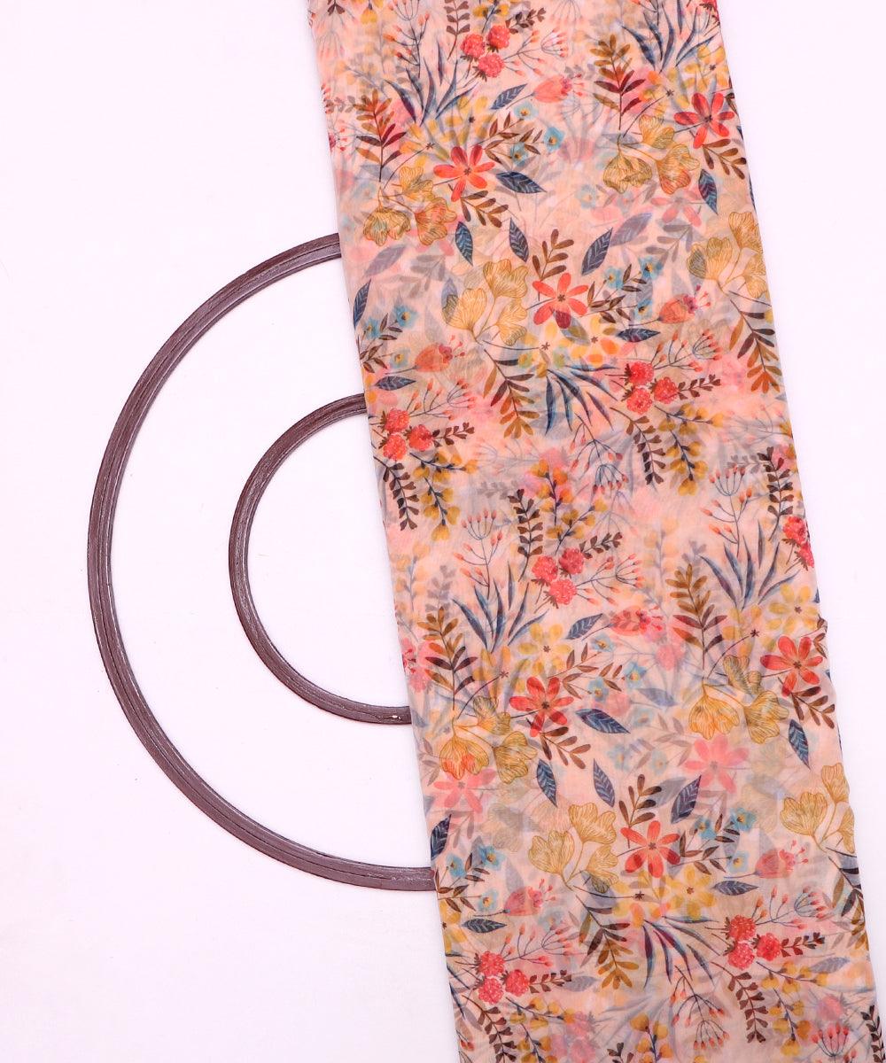 Pure, Embroidered, Floral, Silk Organza Fabric