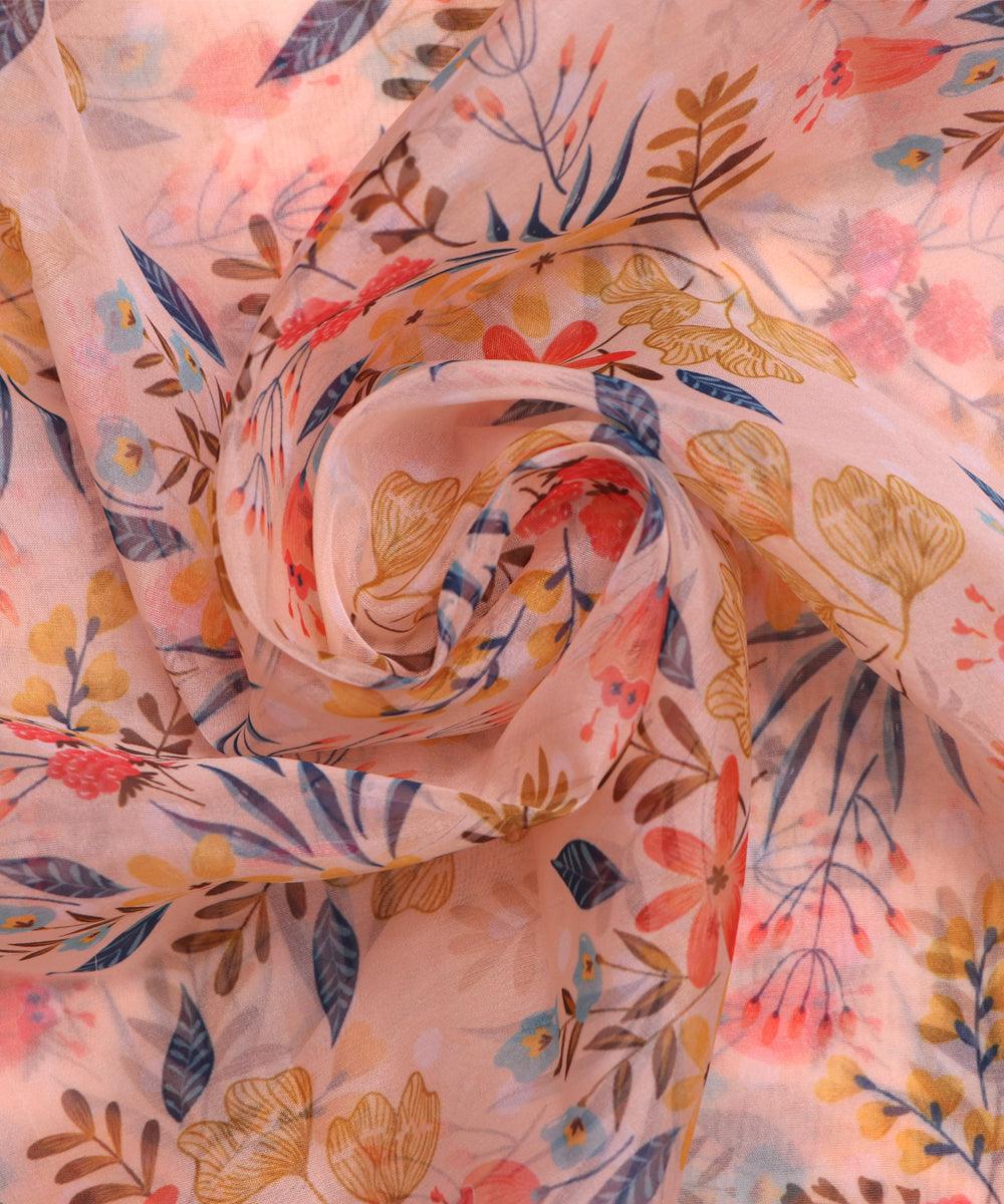 Pure, Embroidered, Floral, Silk Organza Fabric
