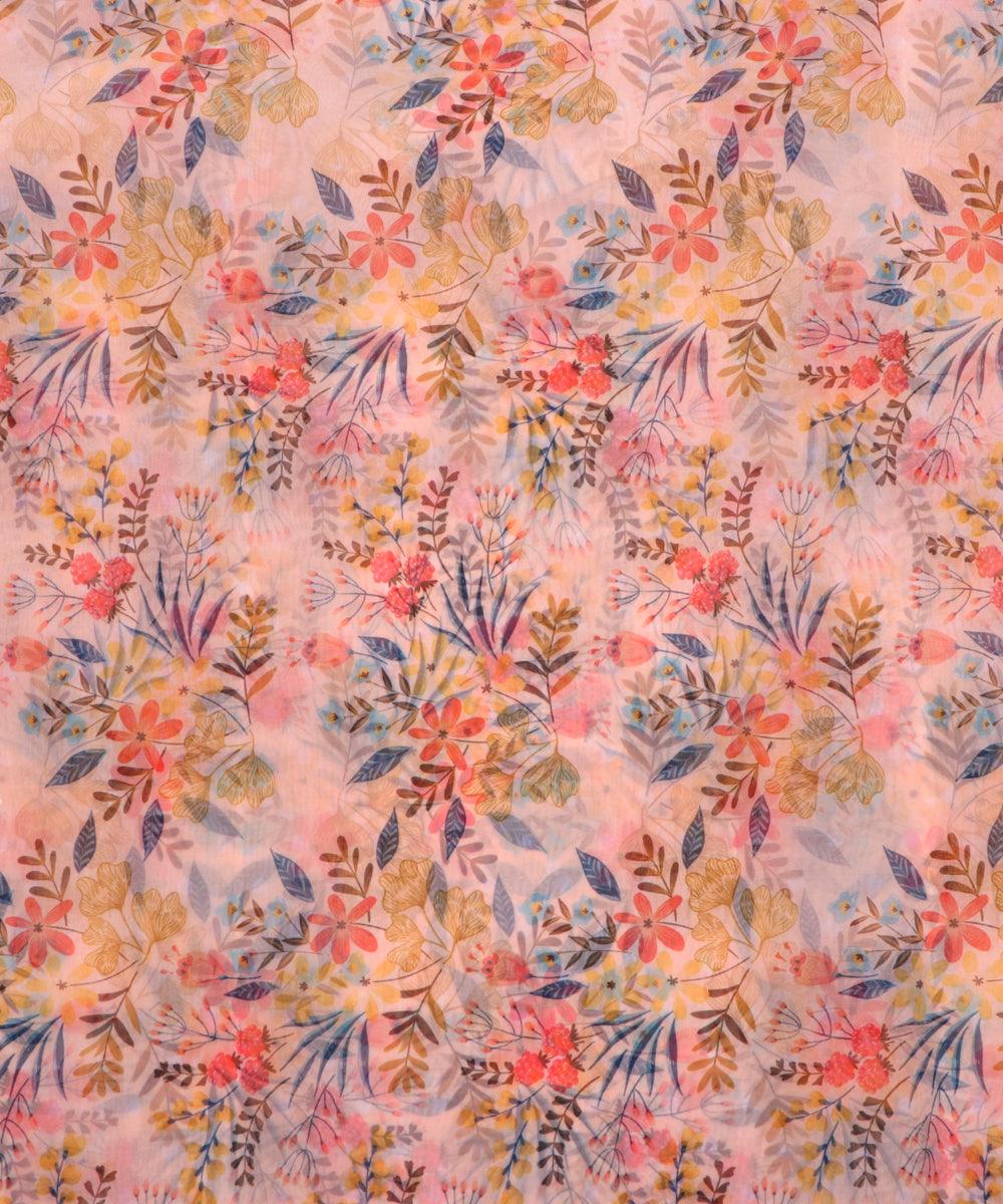 Pure, Embroidered, Floral, Silk Organza Fabric