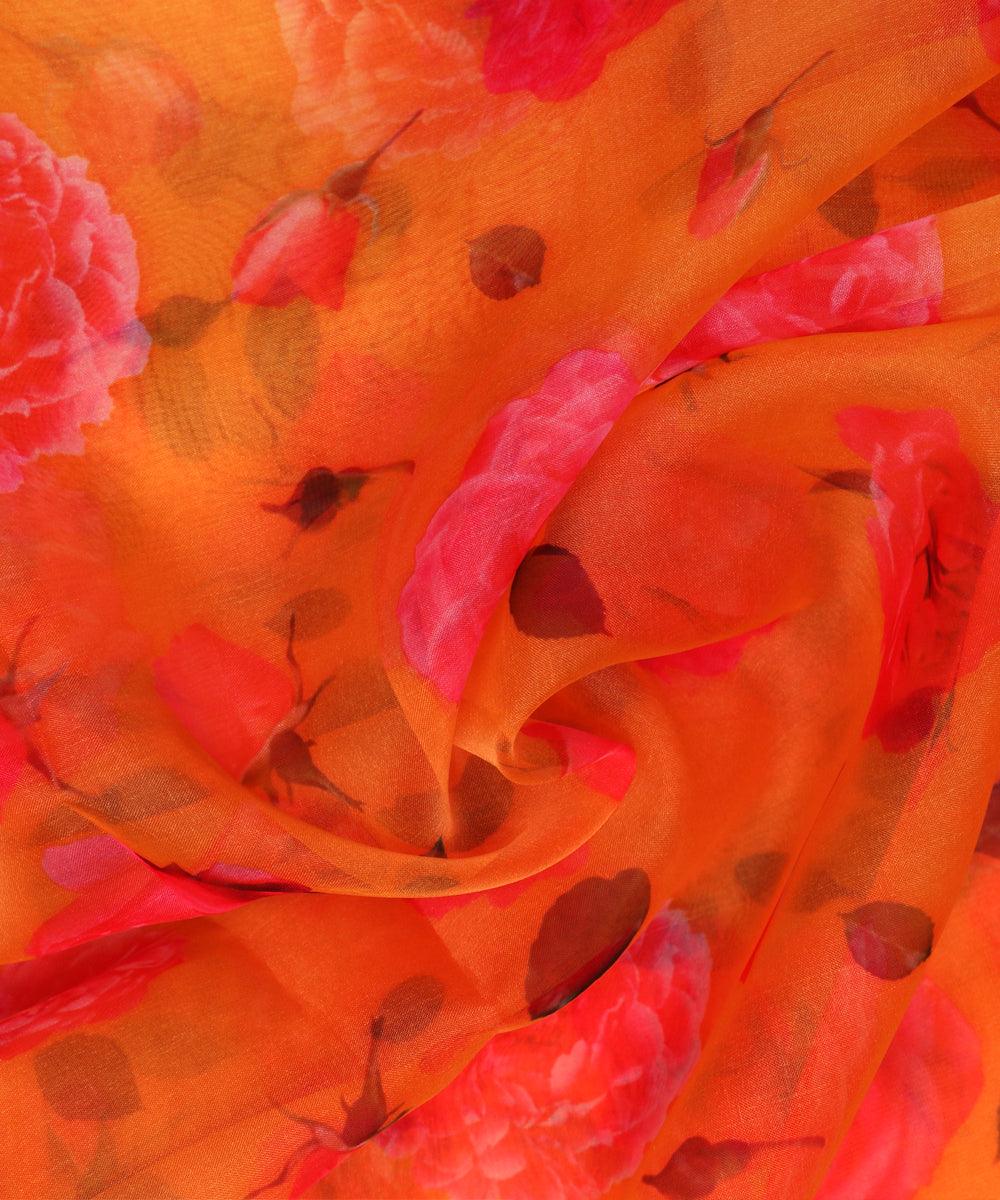Pure, Embroidered, Floral, Silk Organza Fabric