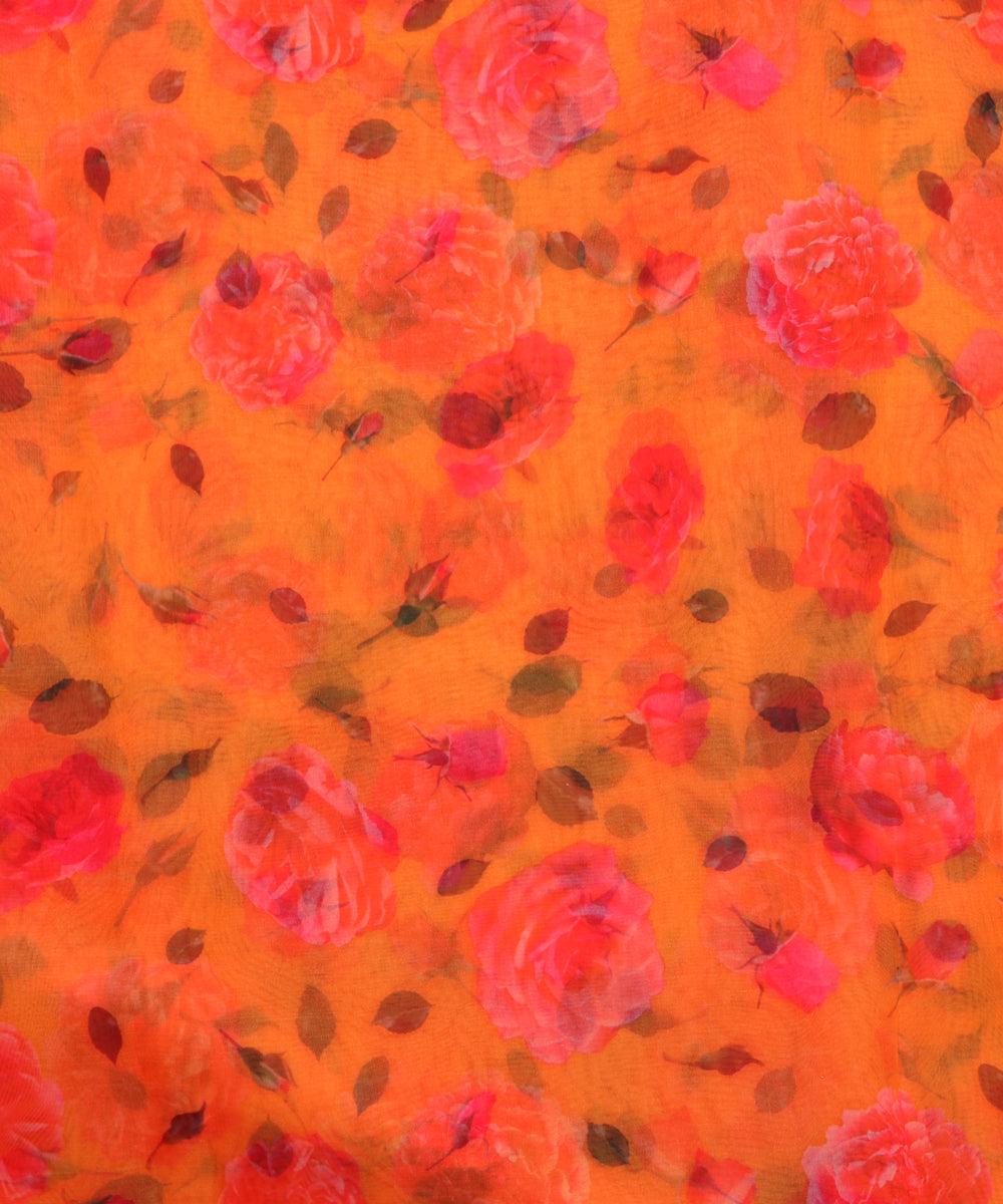 Pure, Embroidered, Floral, Silk Organza Fabric