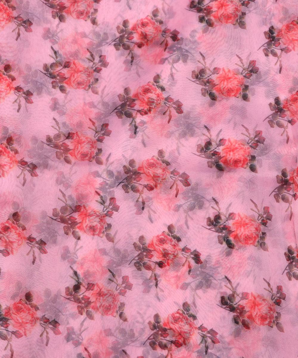 Pure, Embroidered, Floral, Silk Organza Fabric
