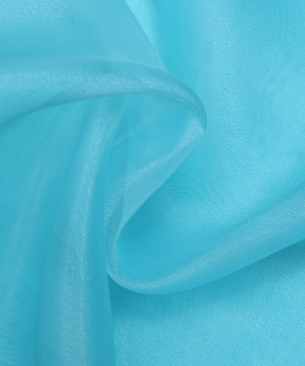 sky blue plain tissue organza fabric
