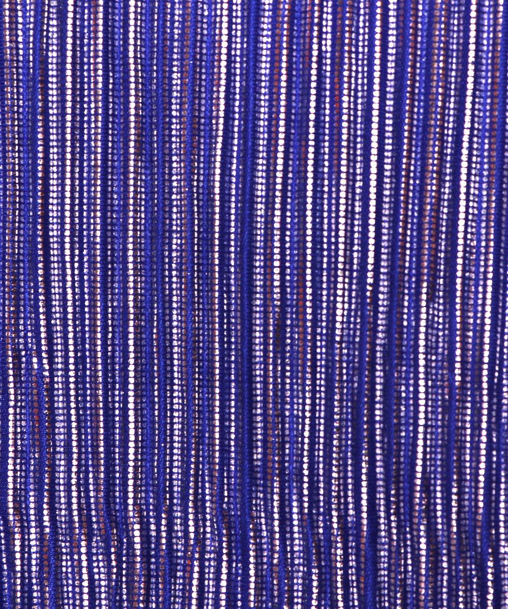 royal blue silver foil pleated satin lycra fabric