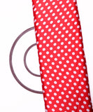 Bright Red Colour Polka Print Satin Fabric