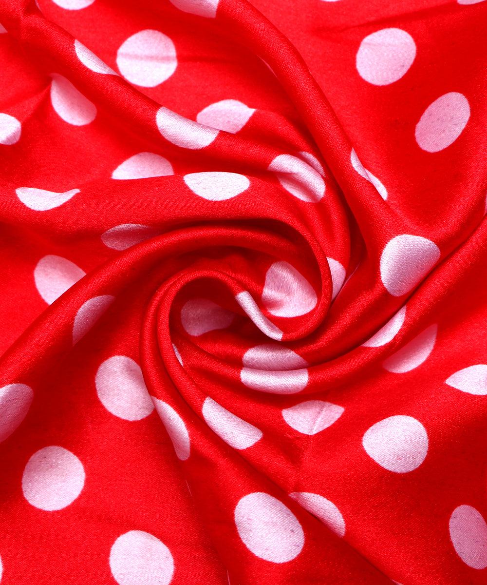 bright red print satin fabric