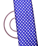 Royal Blue Colour Polka Print Satin Fabric