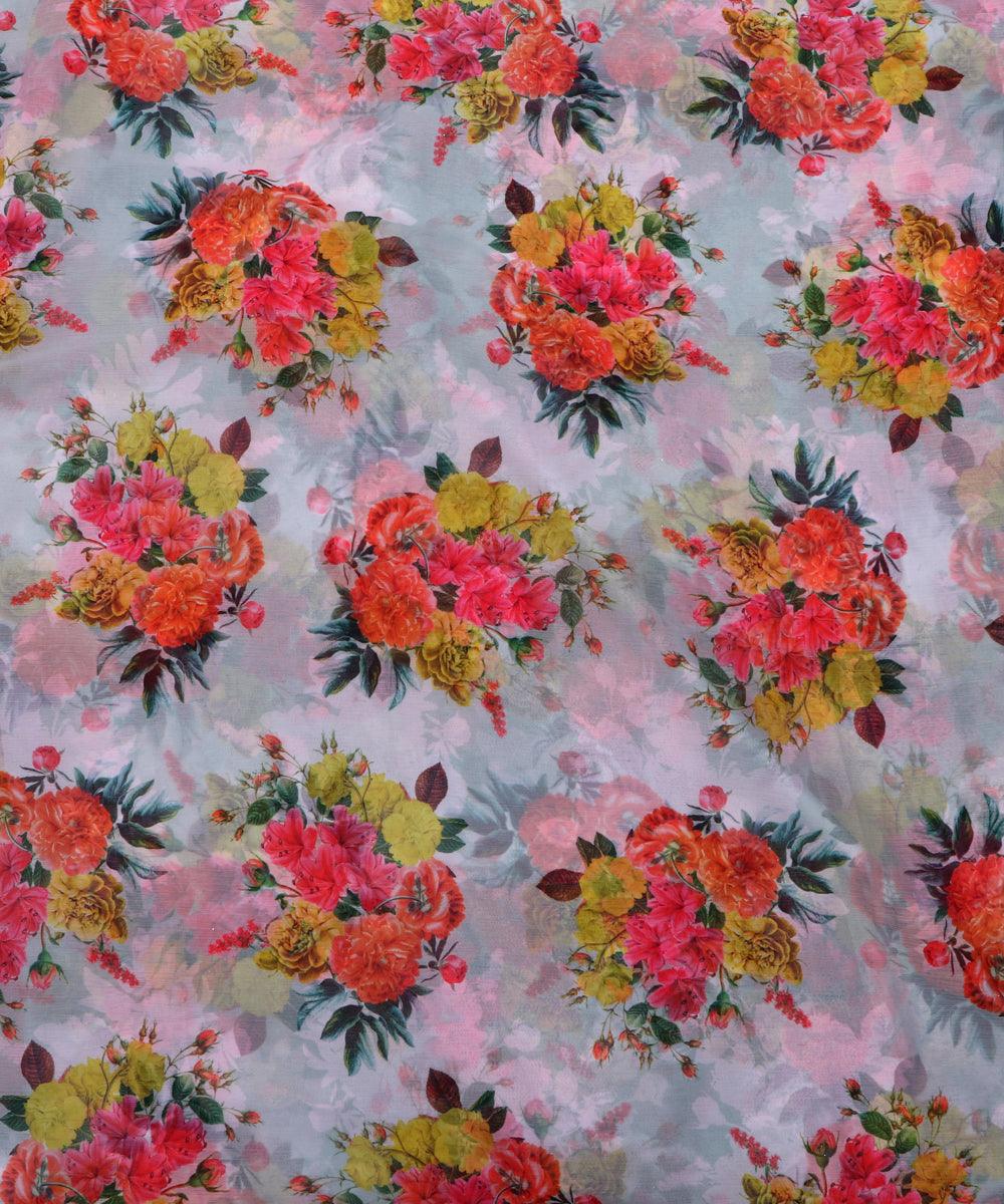 blue floral chiffon fabric