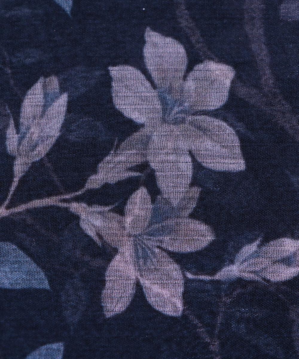 dark blue floral print chiffon fabric