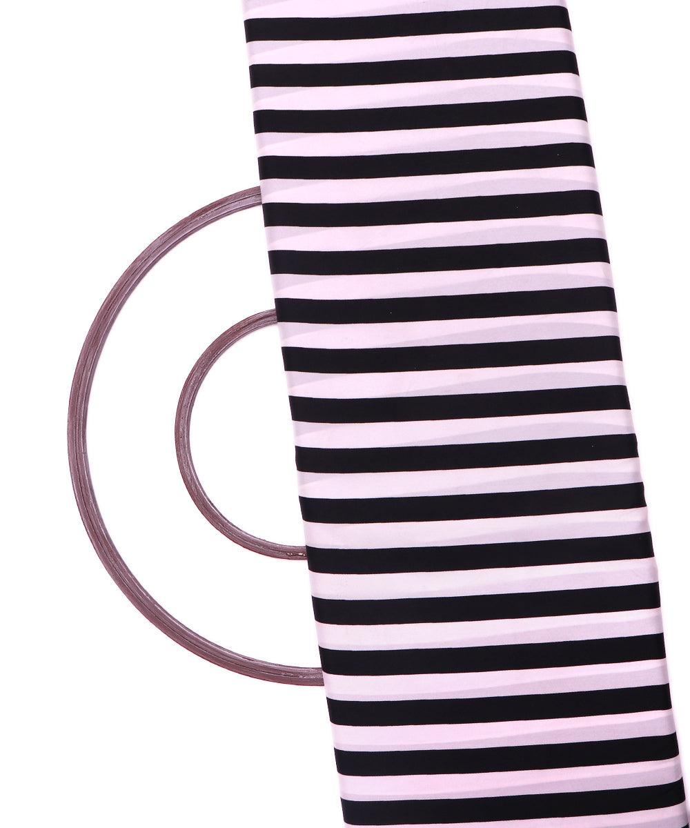 black and white lining pattern crepe fabric