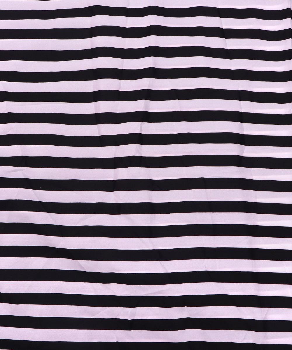 black and white lining pattern crepe fabric
