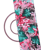 Pink Colour Leaf Pattern Crepe Fabric
