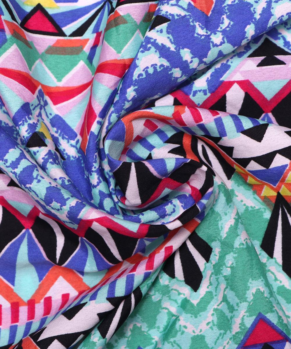 multicolor unique pattern crepe fabric