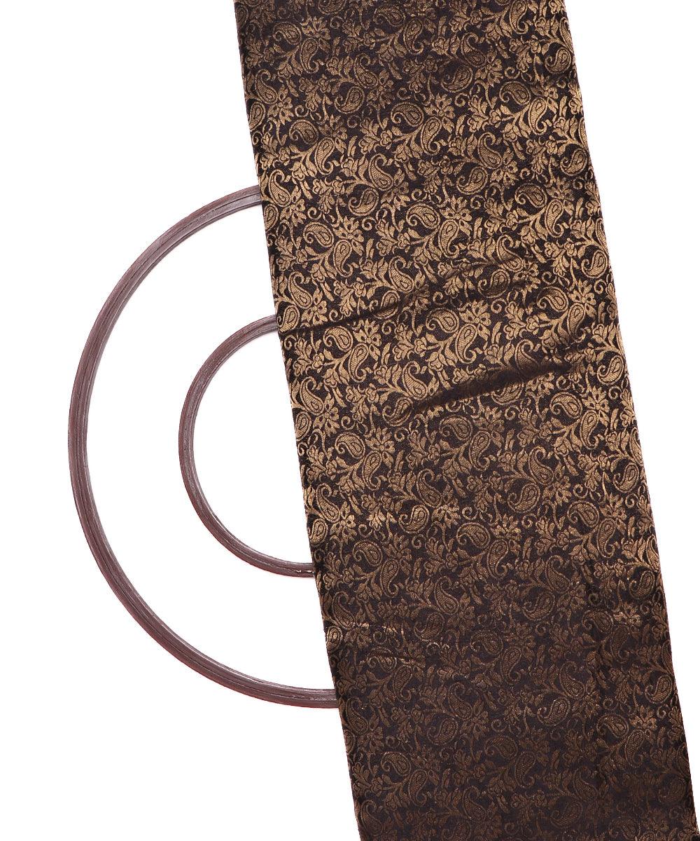 black color paisley brocade silk fabric