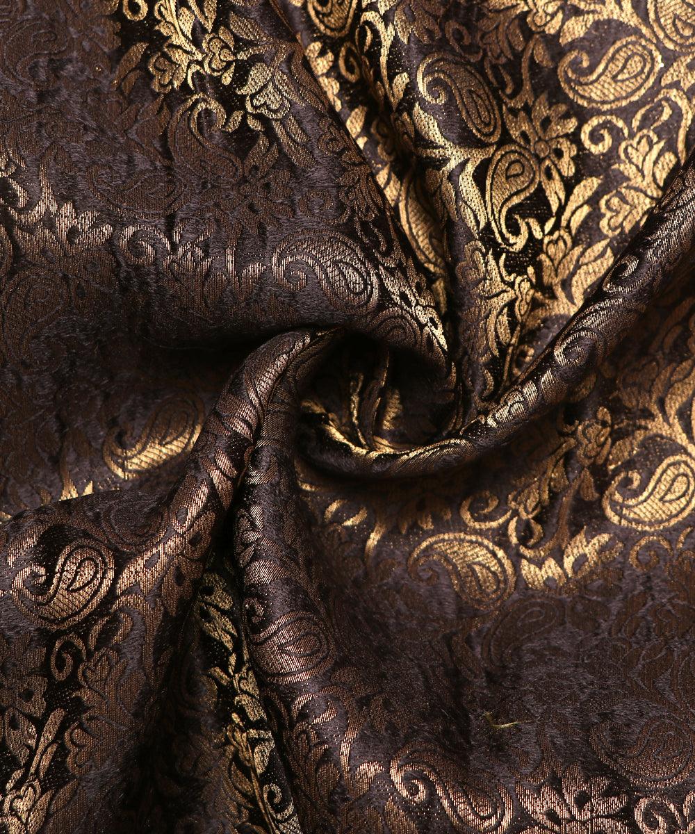 black color paisley brocade silk fabric