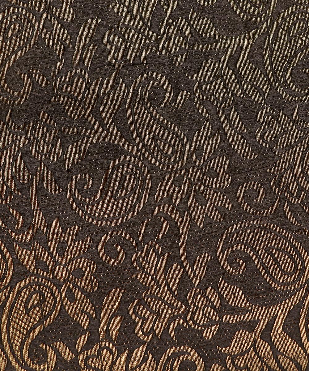 black color paisley brocade silk fabric