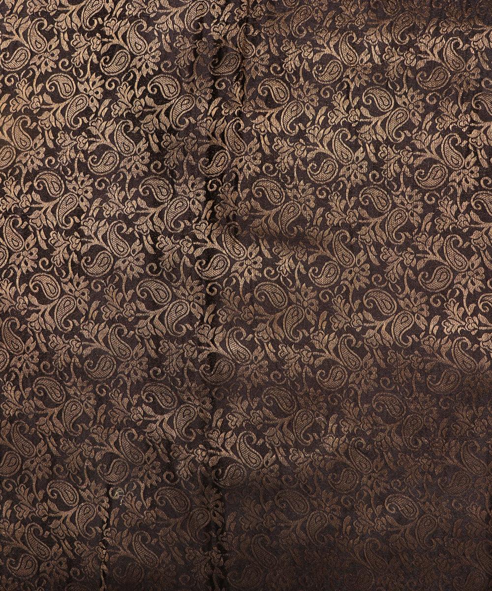 black paisley pattern brocade silk fabric