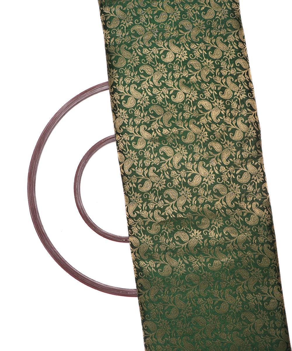 forest green color paisley brocade silk fabric