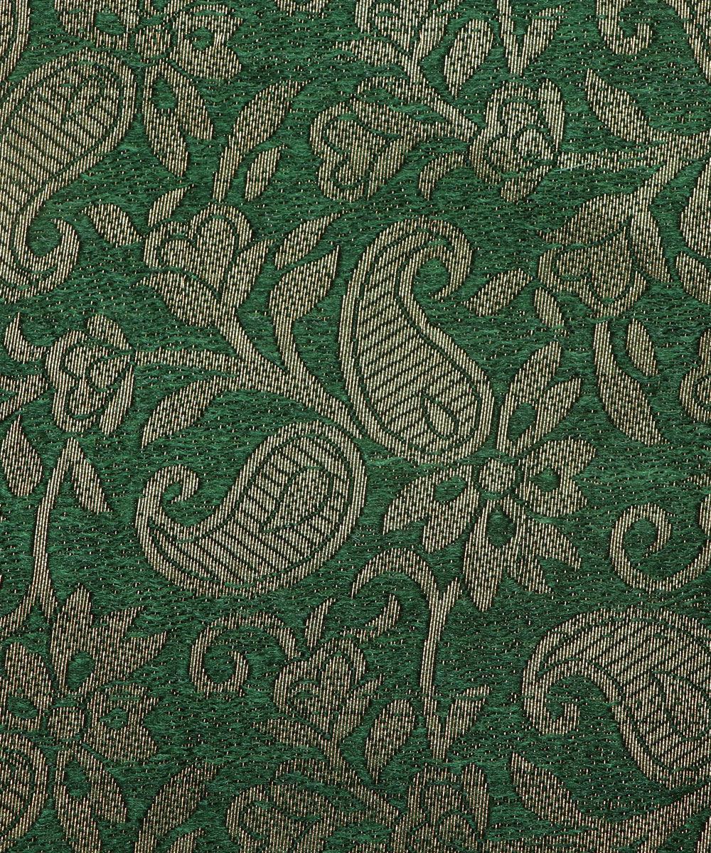 forest green color paisley brocade silk fabric