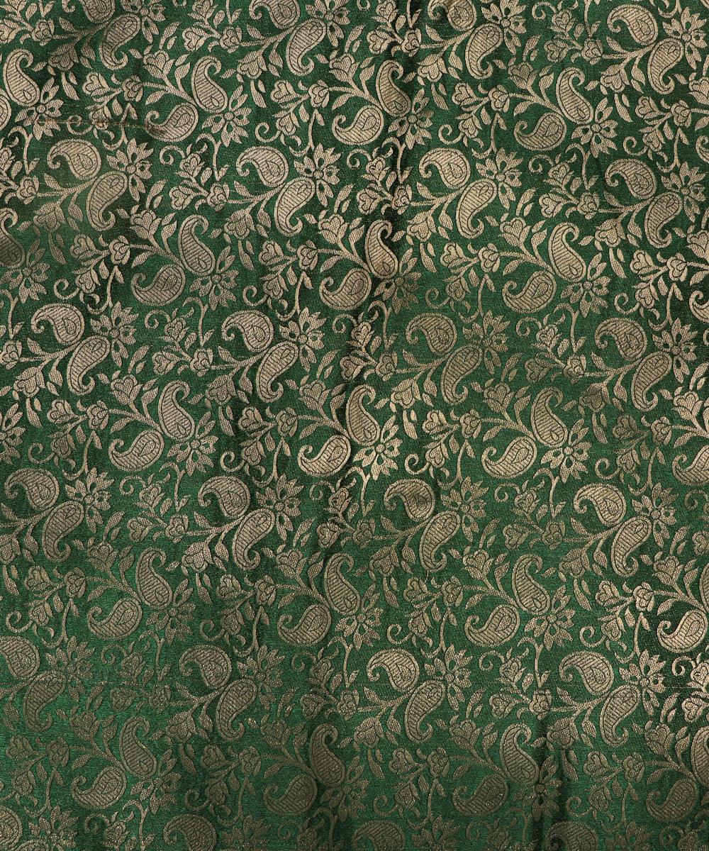 forest green color paisley brocade silk fabric